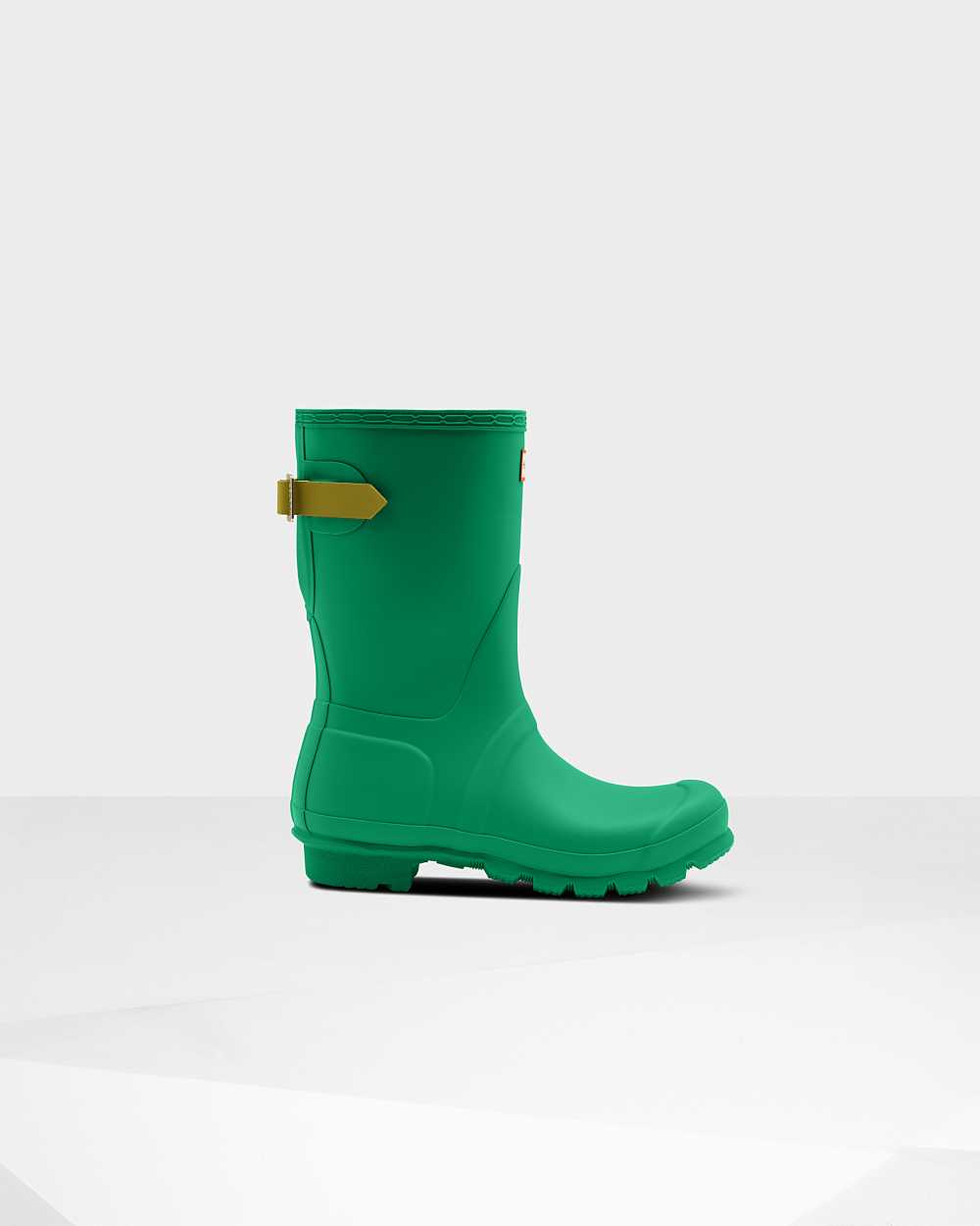 Hunter Women's Original Short Back Adjustable Short Wellington Boots Green,OTJK69352